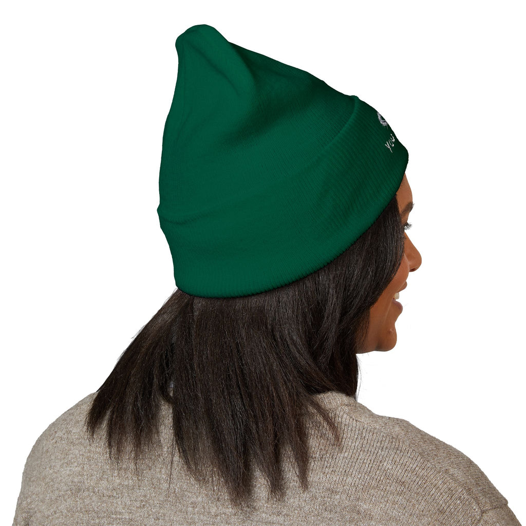 You Are Loved Embroidered Cuffed Beanie — Warm Knit Hat with Halo Design