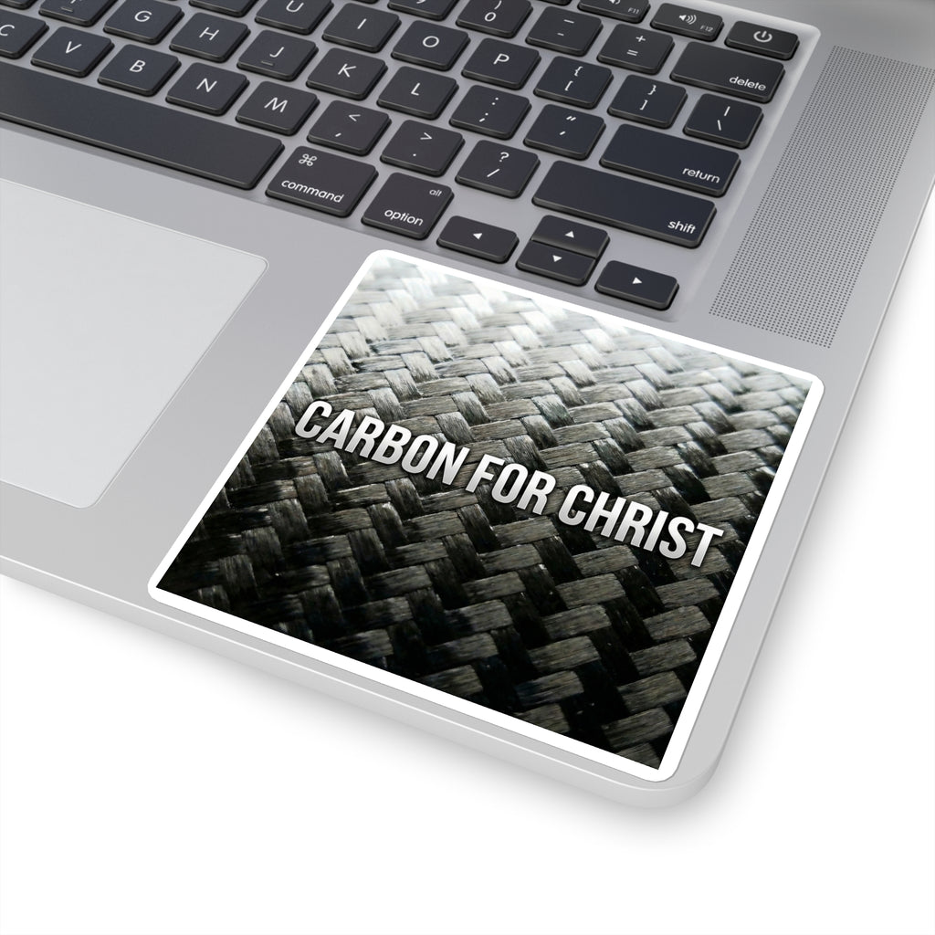 Square Sticker — "Carbon for Christ" Carbon Fiber Faith Sticker