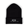 You Are Loved Embroidered Cuffed Beanie — Warm Knit Hat with Halo Design