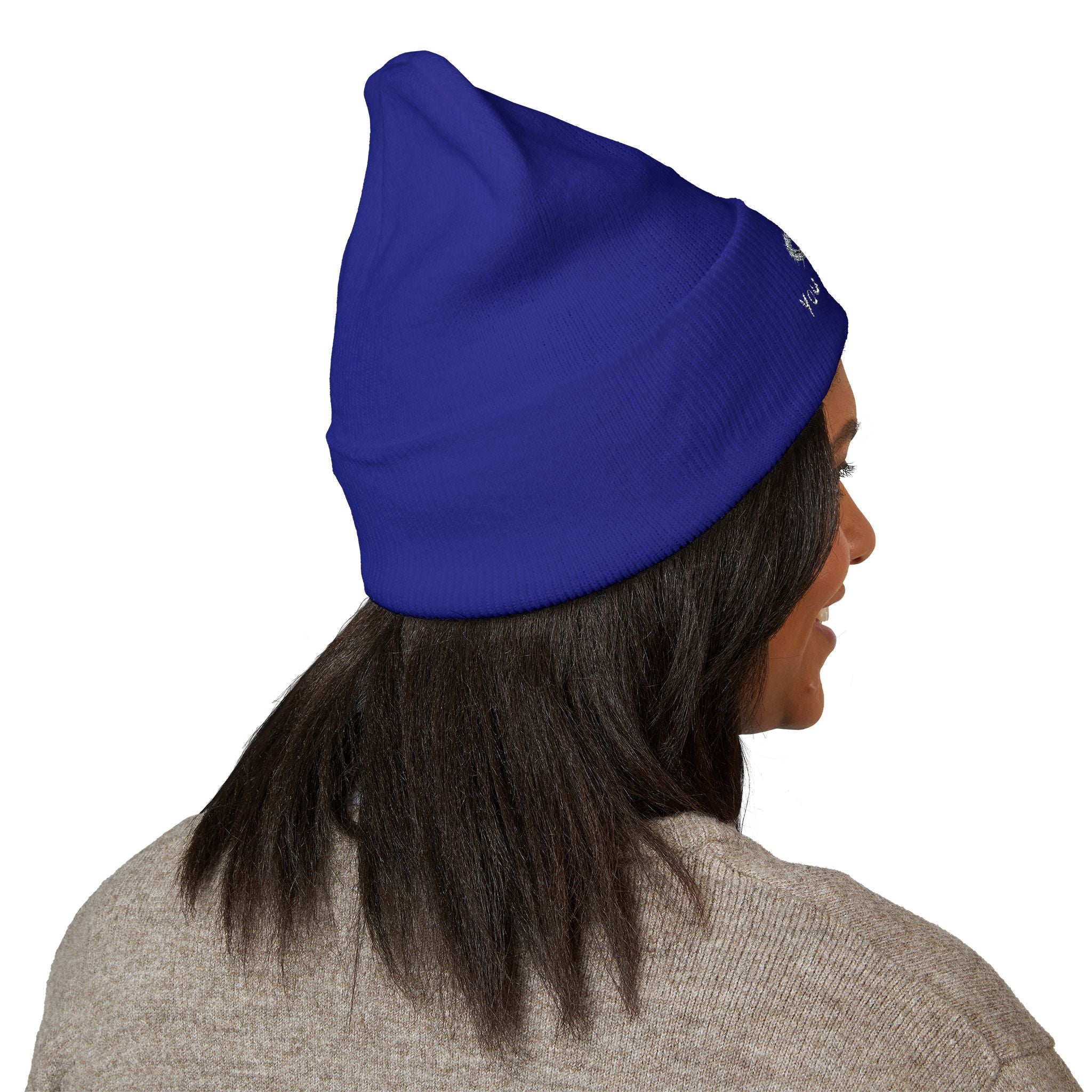 You Are Loved Embroidered Cuffed Beanie — Warm Knit Hat with Halo Design