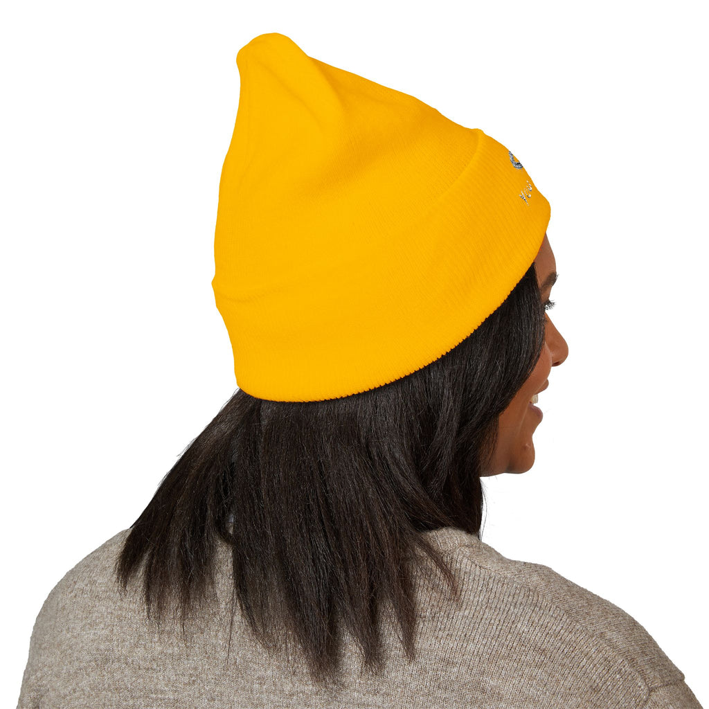 You Are Loved Embroidered Cuffed Beanie — Warm Knit Hat with Halo Design