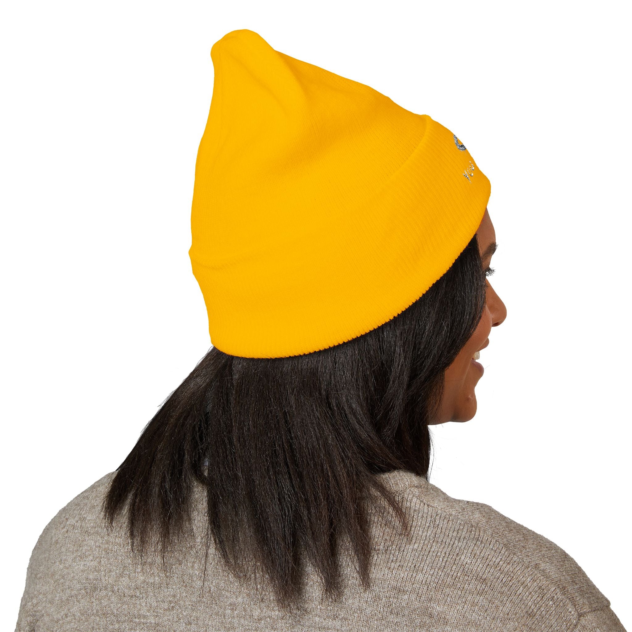 You Are Loved Embroidered Cuffed Beanie — Warm Knit Hat with Halo Design