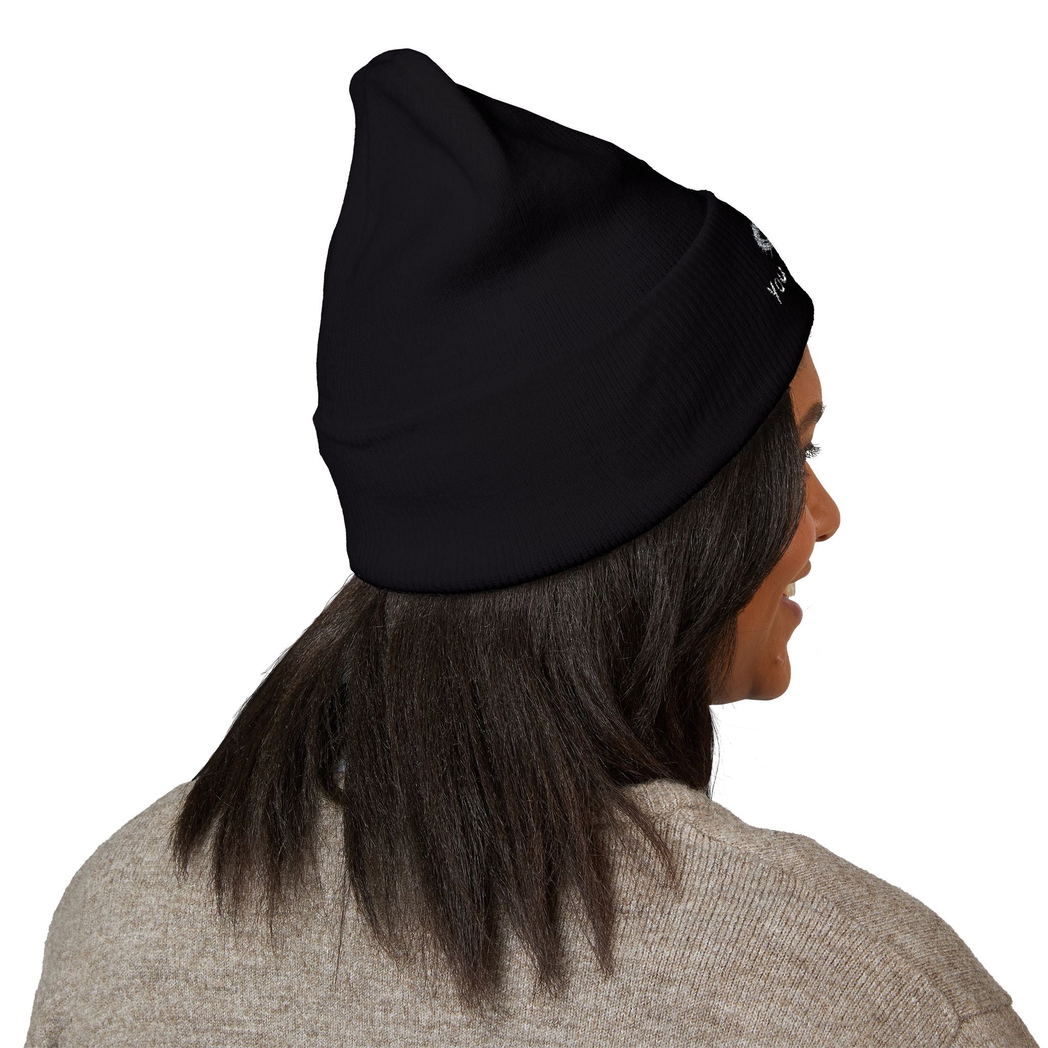 You Are Loved Embroidered Cuffed Beanie — Warm Knit Hat with Halo Design