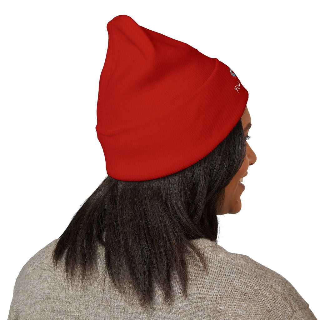 You Are Loved Embroidered Cuffed Beanie — Warm Knit Hat with Halo Design