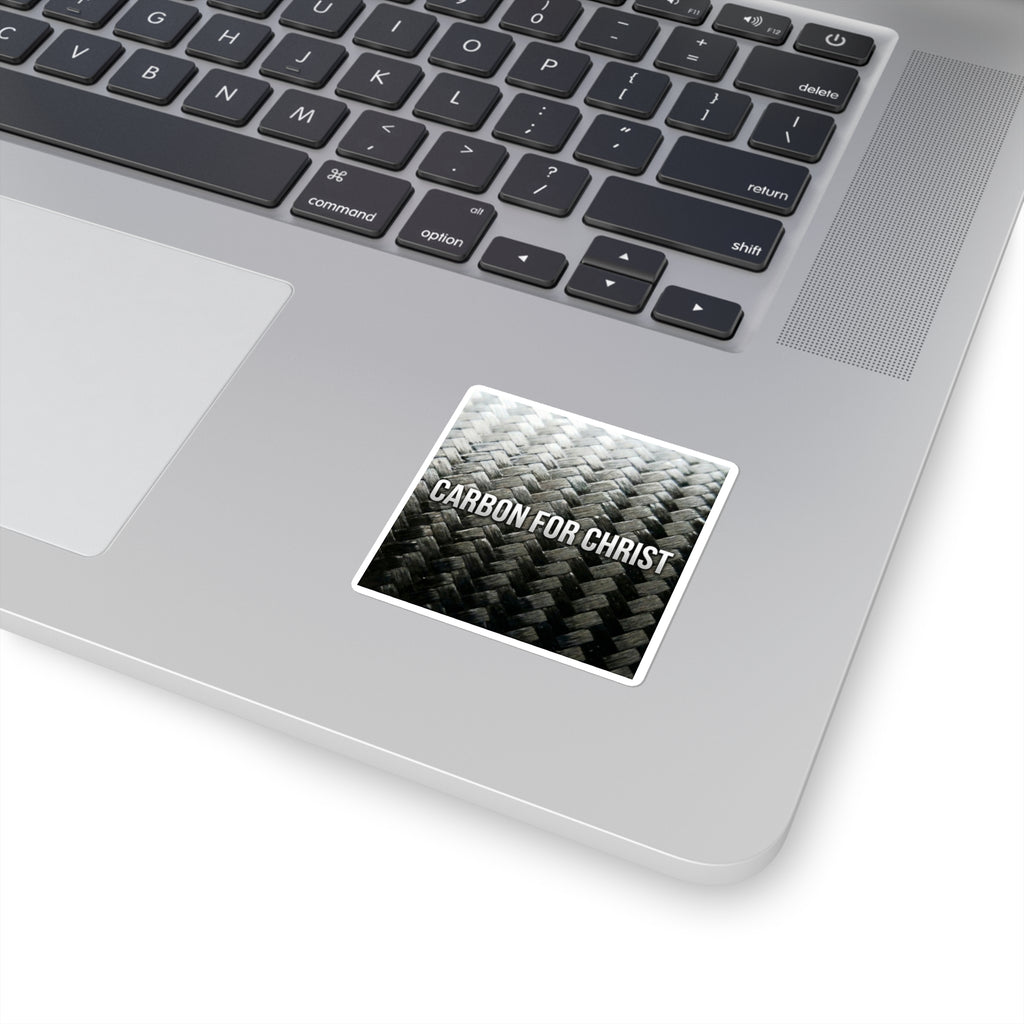 Square Sticker — "Carbon for Christ" Carbon Fiber Faith Sticker